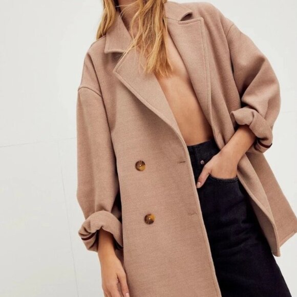 Free People Hannah Slouchy Double-Breasted Blazer - Picture 1 of 15